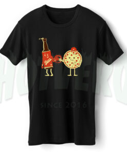 Vintage Pizza Beer Couple T Shirt