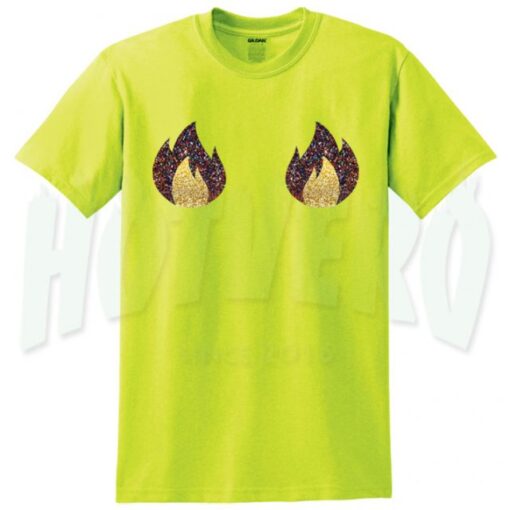 Boob Glitter Fire T Shirt Cute Urban Clothing