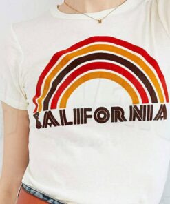 Cheap California Flocked Rainbow Urban T Shirt