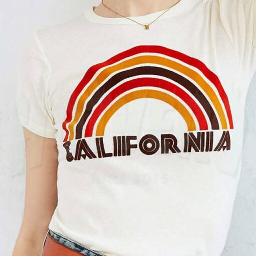 Cheap California Flocked Rainbow Urban T Shirt