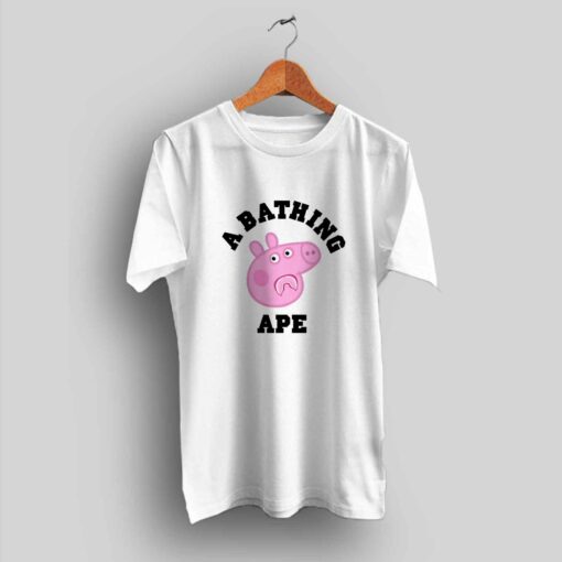 Funny Peppa Pig X Bape Shark T Shirt Collaboration