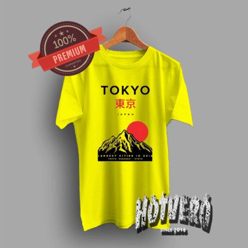 Tokyo Japan Mountain Largest Cities In Asia Yelliow T Shirt