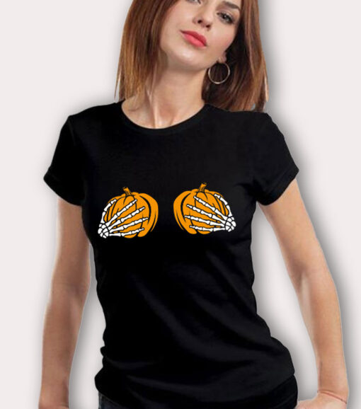 Cheeky Woman's Pumpkin Breast Halloween T Shirt