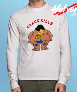 Funny Bart Simpson Crack Kills Long Sleeve T Shirt