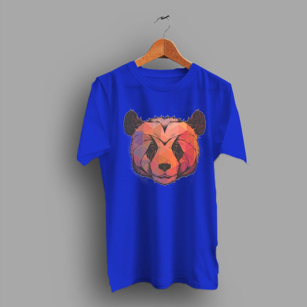 Geometric Color Print Panda Head Bear T Shirt - HotVero.com