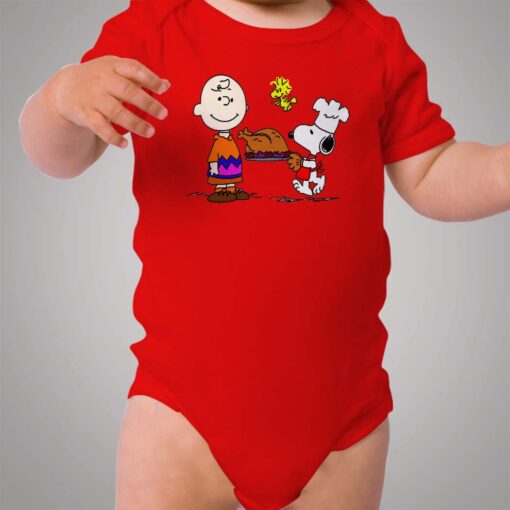 Snoopy and Charlie Brown Thanks Giving Baby Onesie Bodysuit