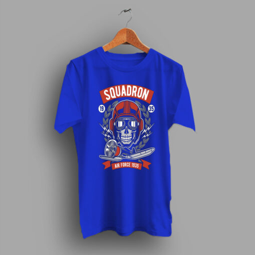 Casual Youth Cool Air Force Squadron Skull Graphic T Shirt