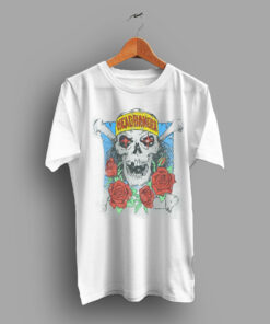 Soft And Aged Heavy Metal Headbanger Skull and Roses Vintage 70s T Shirt