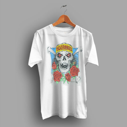 Soft And Aged Heavy Metal Headbanger Skull and Roses Vintage 70s T Shirt