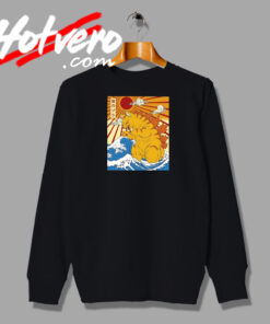 Cat in Ocean Waves Poster Sweatshirt