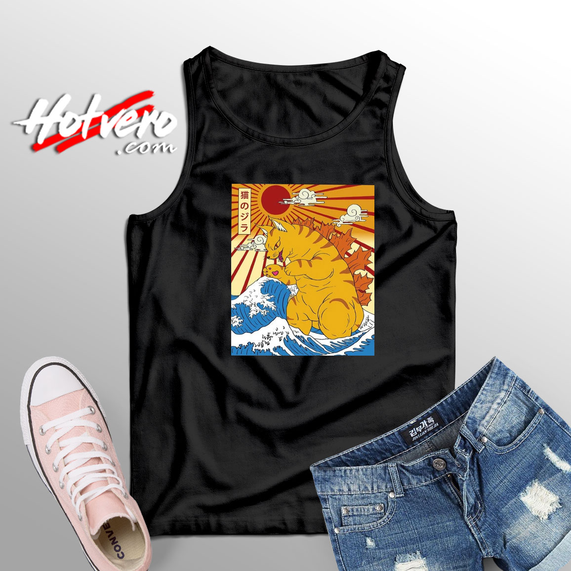 Cat in Ocean Waves Tank Top - Hotvero.com