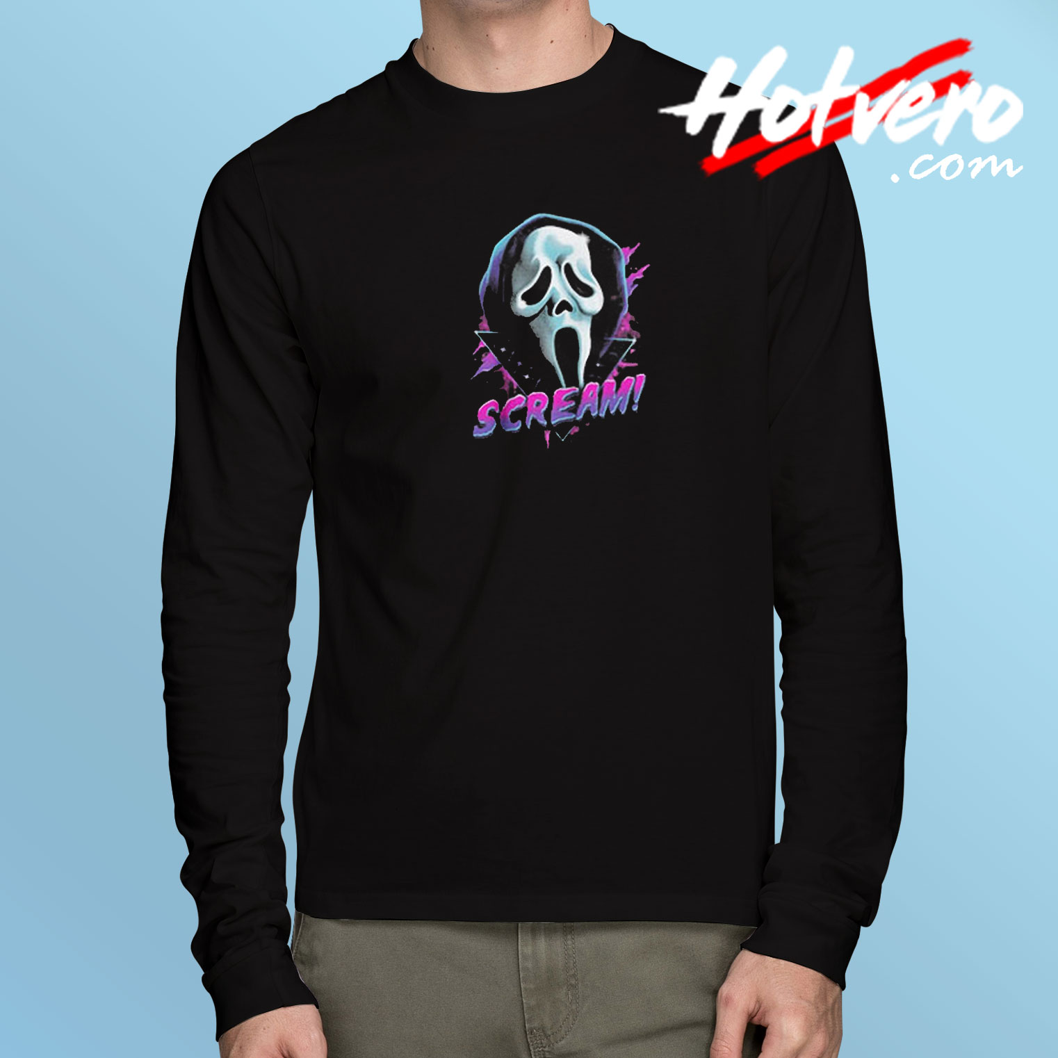 Scream Mask Ghostface Artwork Long Sleeve Tee - Hotvero.com