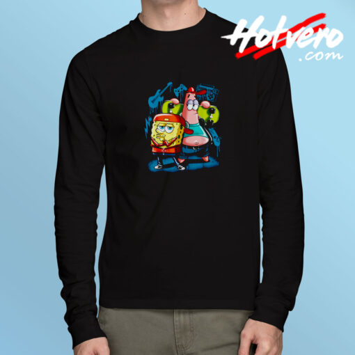 Punk Rock Spongebob With Patrick Star Long Sleeve Tee