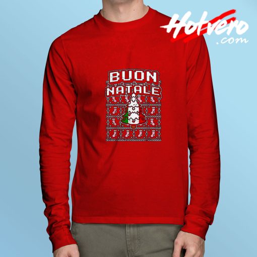 Funny Buon Natale Christmas Long Sleeve T shirt