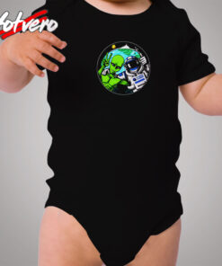 Alien Peace Sign Cozy Baby Onesies