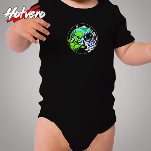 Alien Peace Sign Cozy Baby Onesies