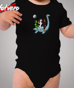 Alien Unicorn Bigfoot Riding Loch Ness Monster Cozy Baby Onesies