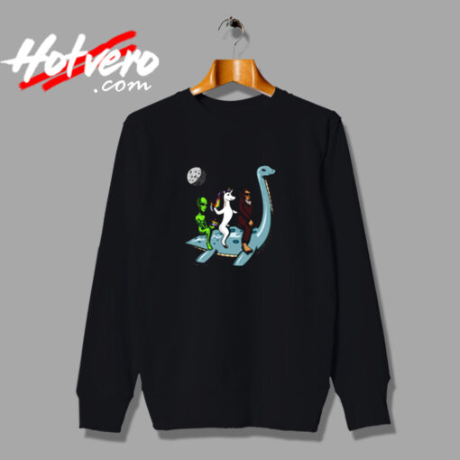 Alien Unicorn Bigfoot Riding Loch Ness Monster Urban Sweatshirt