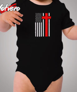 American Flag Christian Cross Usa Flag Cozy Baby Onesies