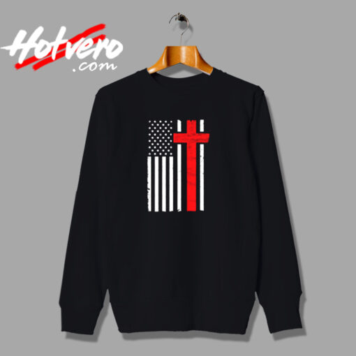 American Flag Christian Cross Usa Flag Urban Sweatshirt