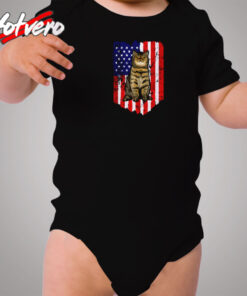 American Flag Exotic Shorthair Cozy Baby Onesies