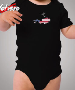 American Flag Usa Free Diving Scuba Diver Cozy Baby Onesies