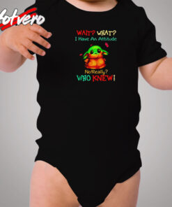 Baby Yoda Wait What I Have An Attitude Cozy Baby Onesies