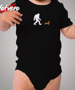 Bigfoot Walking A Daschund Cozy Baby Onesies