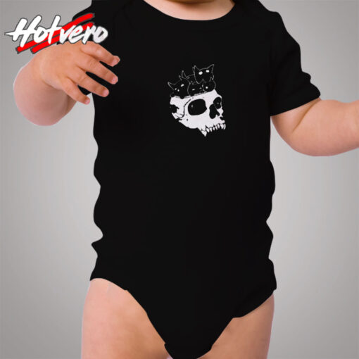 Black Cats In Skull Cozy Baby Onesies