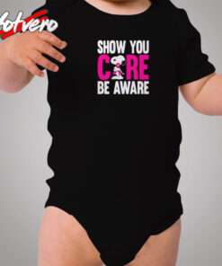 Breast Cancer Awareness Show You Care Be Aware Snoopy Cozy Baby Onesies