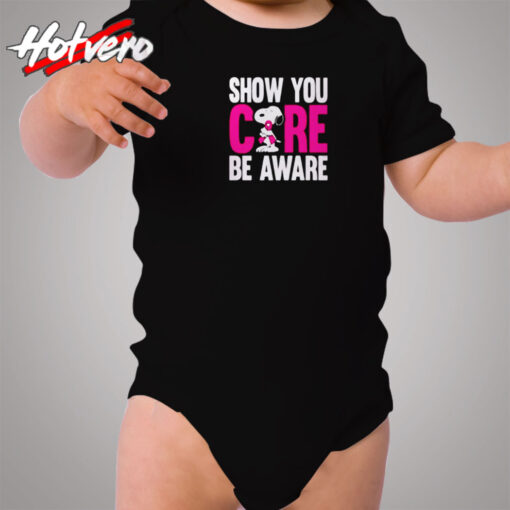 Breast Cancer Awareness Show You Care Be Aware Snoopy Cozy Baby Onesies