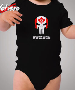 Canadian Qanon Punisher Skull Cozy Baby Onesies