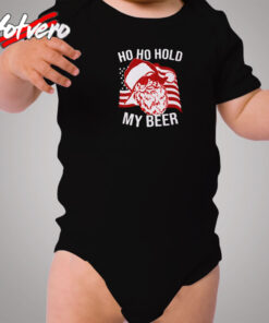 Christmas Santa Ho Ho Hold My Beer Cozy Baby Onesies