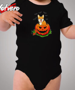 Corgi Dog Lovers Pumpkin Cozy Baby Onesies