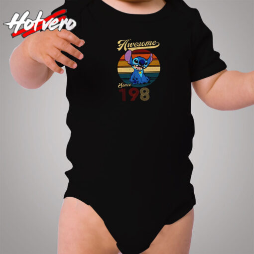 Custom Awesome Since 1980 Stitch Cozy Baby Onesies