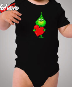 Cute Baby Grinch Love Heart Christmas Cozy Baby Onesies