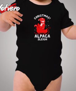 Cute Christmas Alpaca Sleigh Cozy Baby Onesies