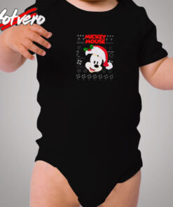 Cute Mickey Mouse Santa Christmas Cozy Baby Onesies