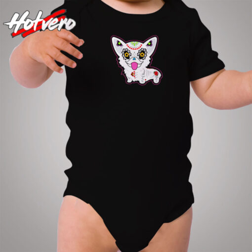 Dia De Los Muertos Sugar Skull Corgi Cozy Baby Onesies