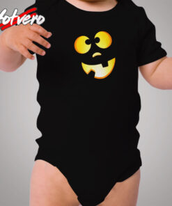 Dopey Halloween Pumpkin Jack O Lantern Face Cozy Baby Onesies