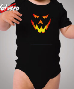 Evil Pumpkin Monster Face Halloween Cozy Baby Onesies