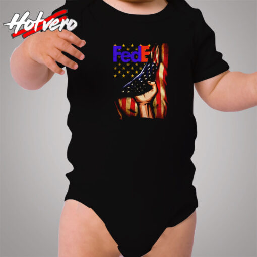 Fedex Logo American Flag Cozy Baby Onesies