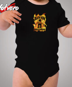 Flame Death Row Record Vintage Cozy Baby Onesies