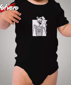 Funny Drinking Coffee Skeleton Cozy Baby Onesies