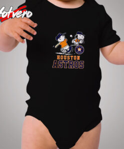 Funny Houston Charlie And Snoopy Baseball Cozy Baby Onesies