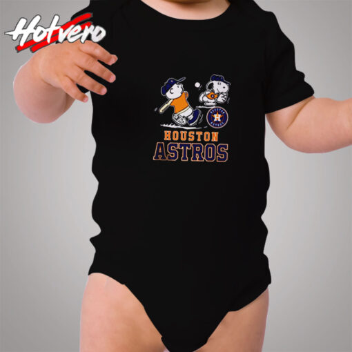 Funny Houston Charlie And Snoopy Baseball Cozy Baby Onesies