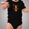 Funny Reindeer Drinking Wine Christmas Cartoon Cozy Baby Onesies