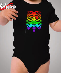 Funny Spook Skeleton Rib Cage Torso Cozy Baby Onesies