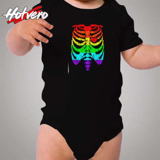 Funny Spook Skeleton Rib Cage Torso Cozy Baby Onesies