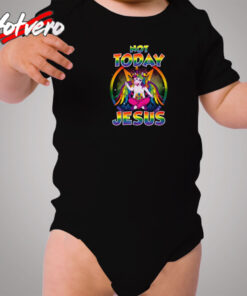 Funny Unicorn Not Today Jesus Satan Cozy Baby Onesies